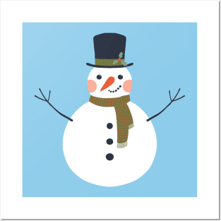 Cute snowman in a Top Hat - holiday design by Cecca Designs Posters and Art